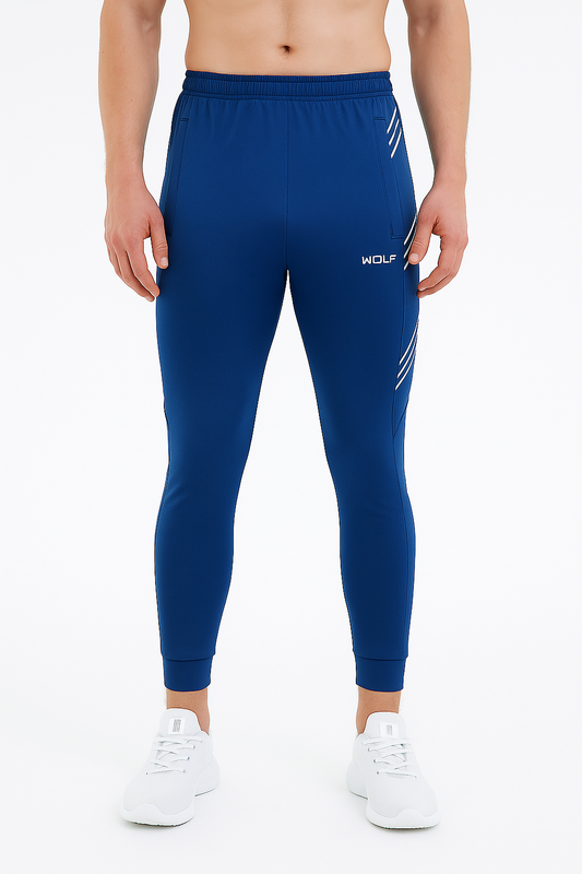 Men’s Navy Blue Printed Side Panel Jogger Trousers