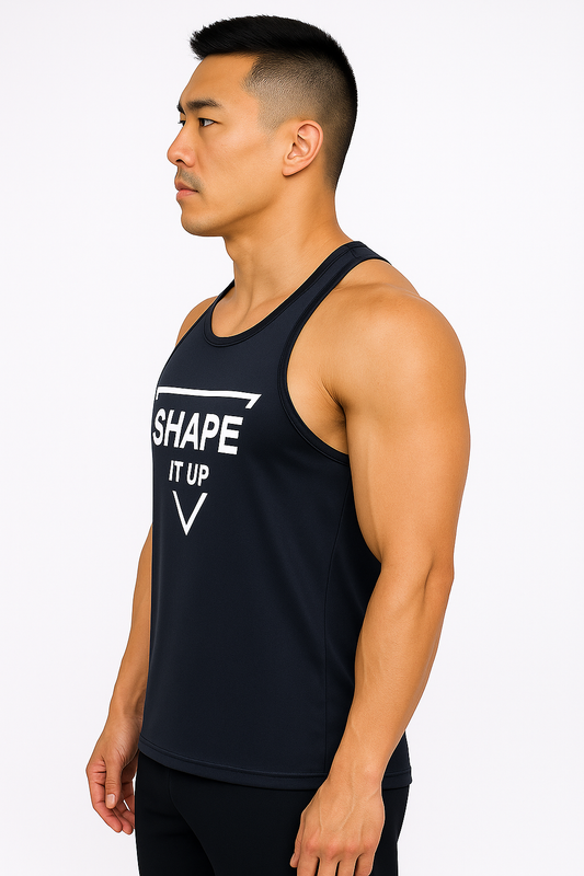 Men’s Black Printed Racerback Gym Tank Top