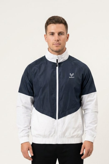 Men’s Black Hooded Windbreaker Jacket – Lightweight Polyester