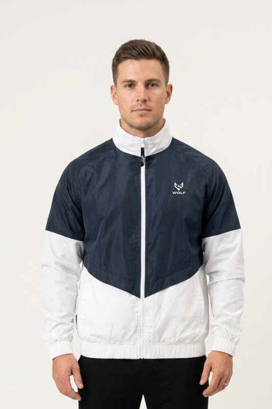 Men’s Black Hooded Windbreaker Jacket – Lightweight Polyester