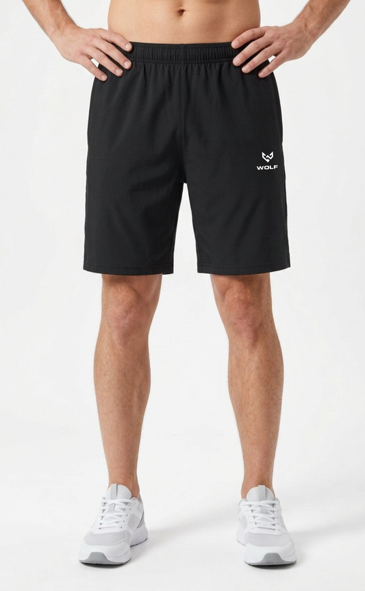 Men’s Black Micro-Stripe Running Shorts with Zip Pocket