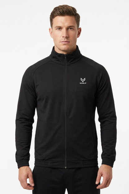 Wolf Gears men's black full-zip training jacket front view