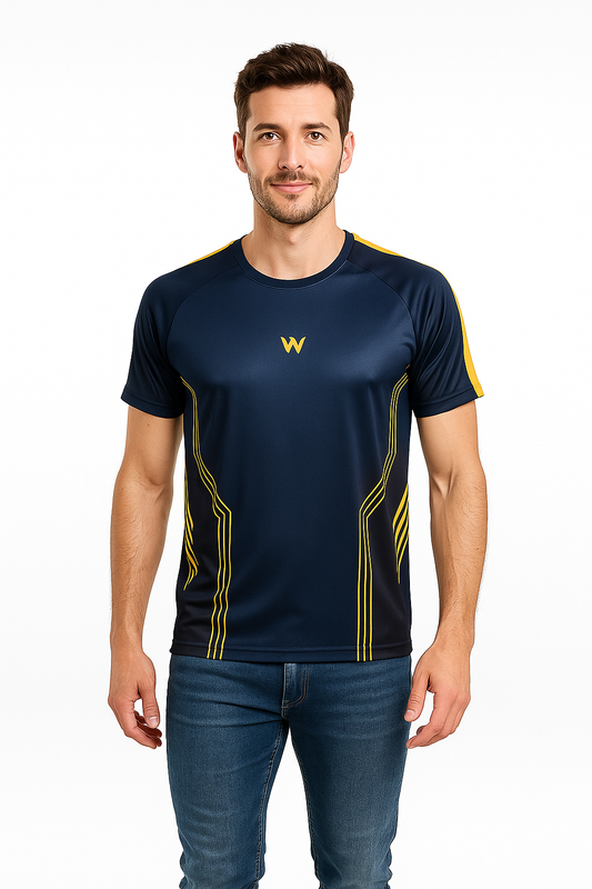 Men’s Navy Blue & Yellow Performance T-Shirt | Wolf Gears
