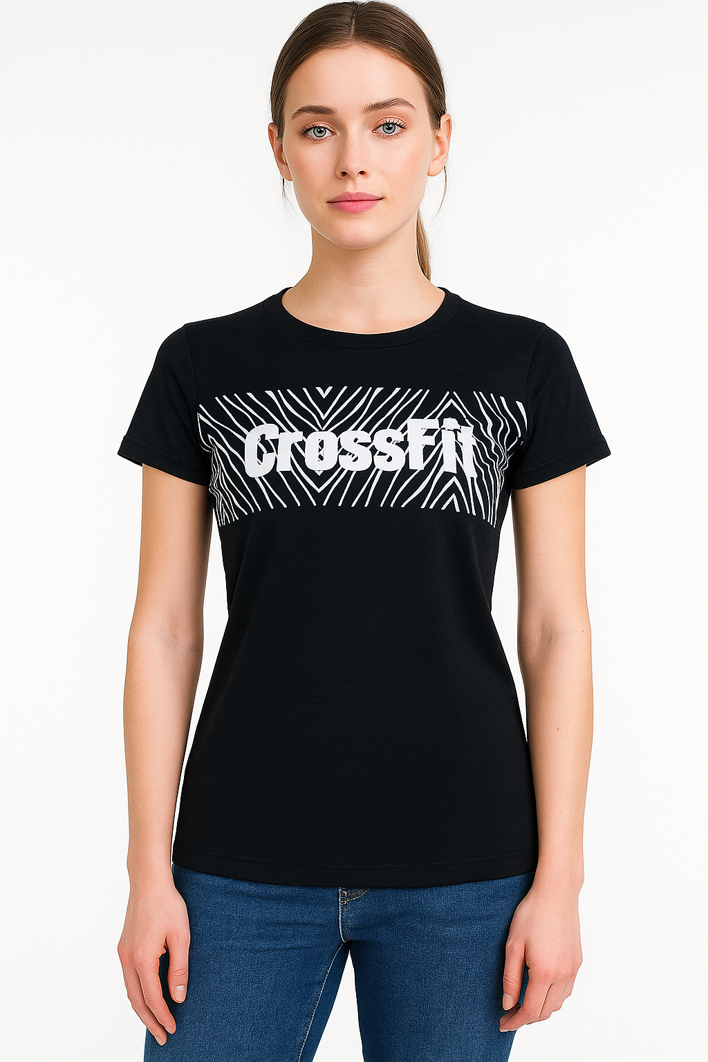 Women’s Black CrossFit Graphic T-Shirt – White Print