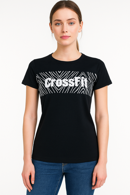 Women’s Black CrossFit Graphic T-Shirt – White Print