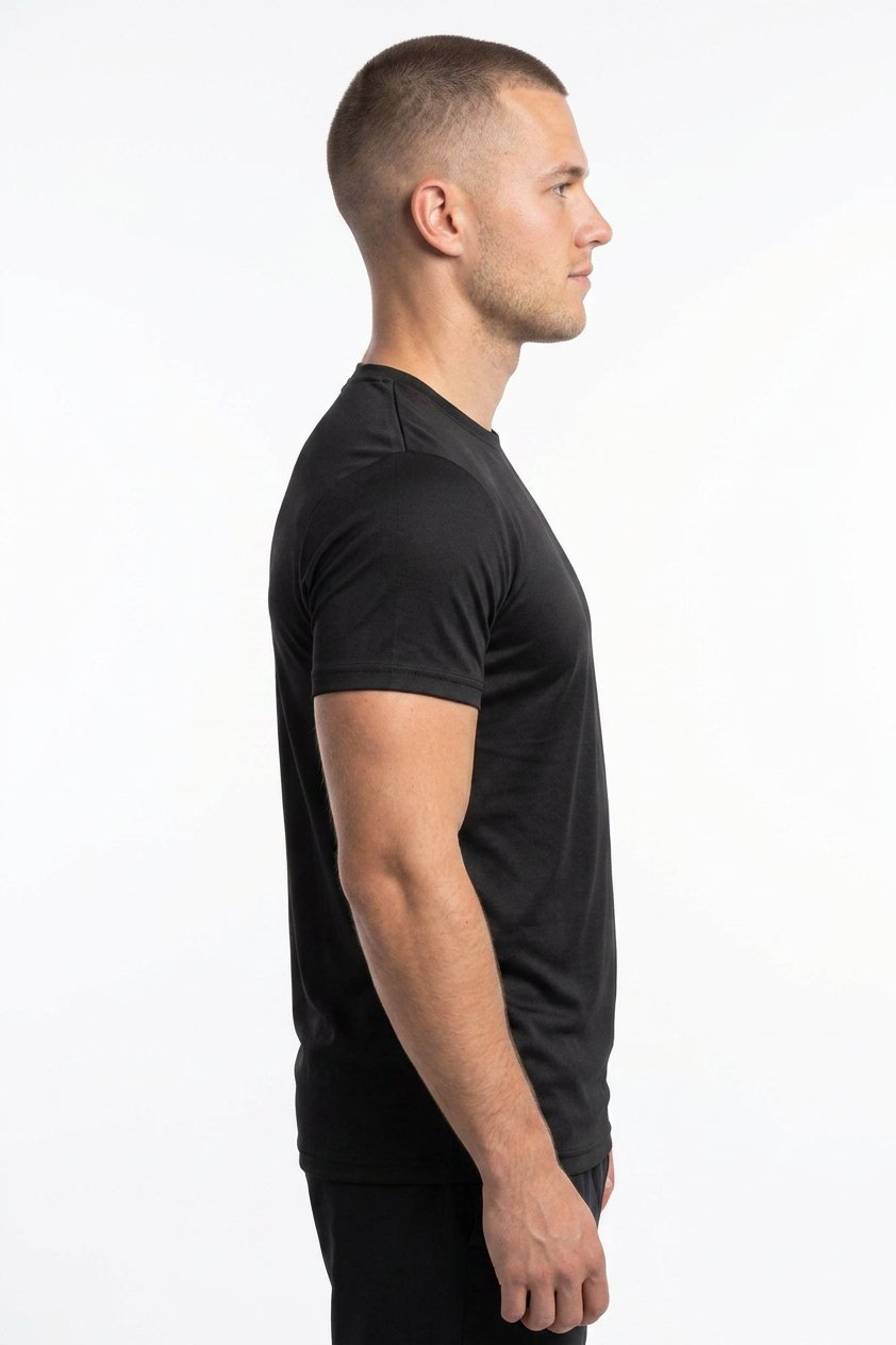 Men’s Charcoal Grey Textured Performance Crew-Neck T-Shirt
